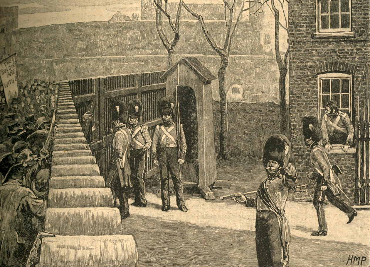 Mob of Spenceans wzywający Tower of London, 1816/1890. autorstwa Unbekannt