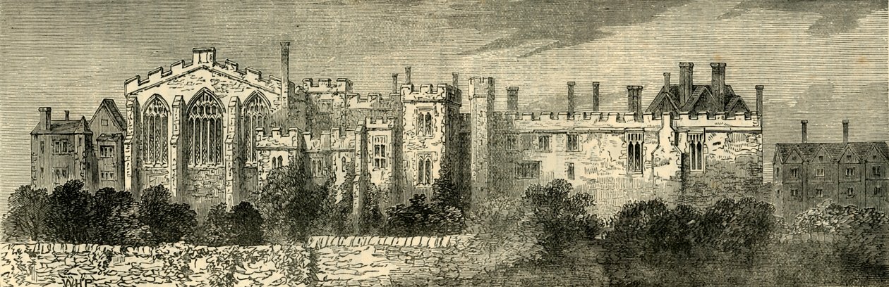 Klasztor św. Jana Jerozolimskiego, Clerkenwell - Widok ogólny od południowego wschodu, ok. 1872 r. autorstwa Unbekannt