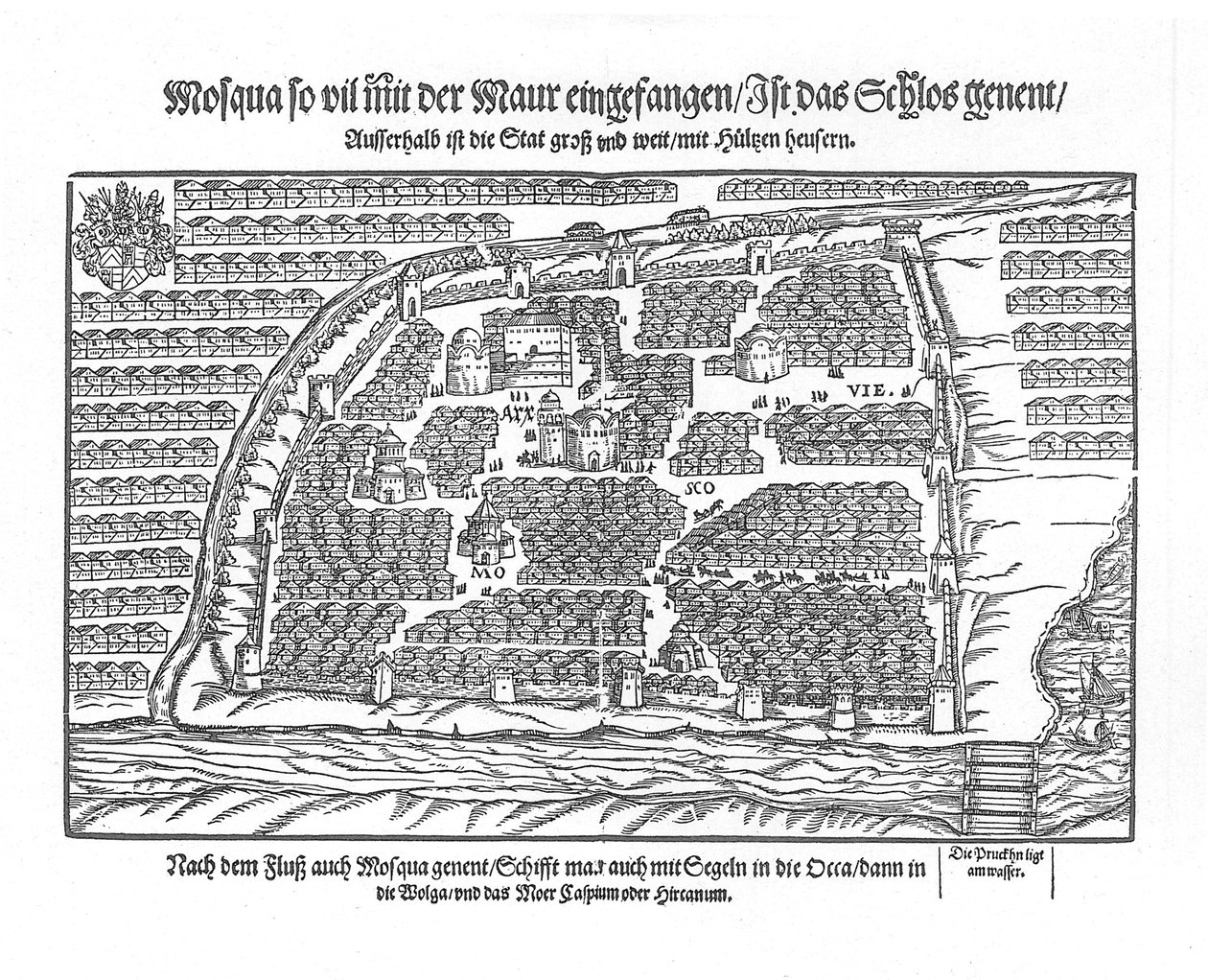 Mapa Moskwy z Moscouiter Wonderful Histories autorstwa Zygmunta von Herbersteina, 1567 autorstwa Unbekannt
