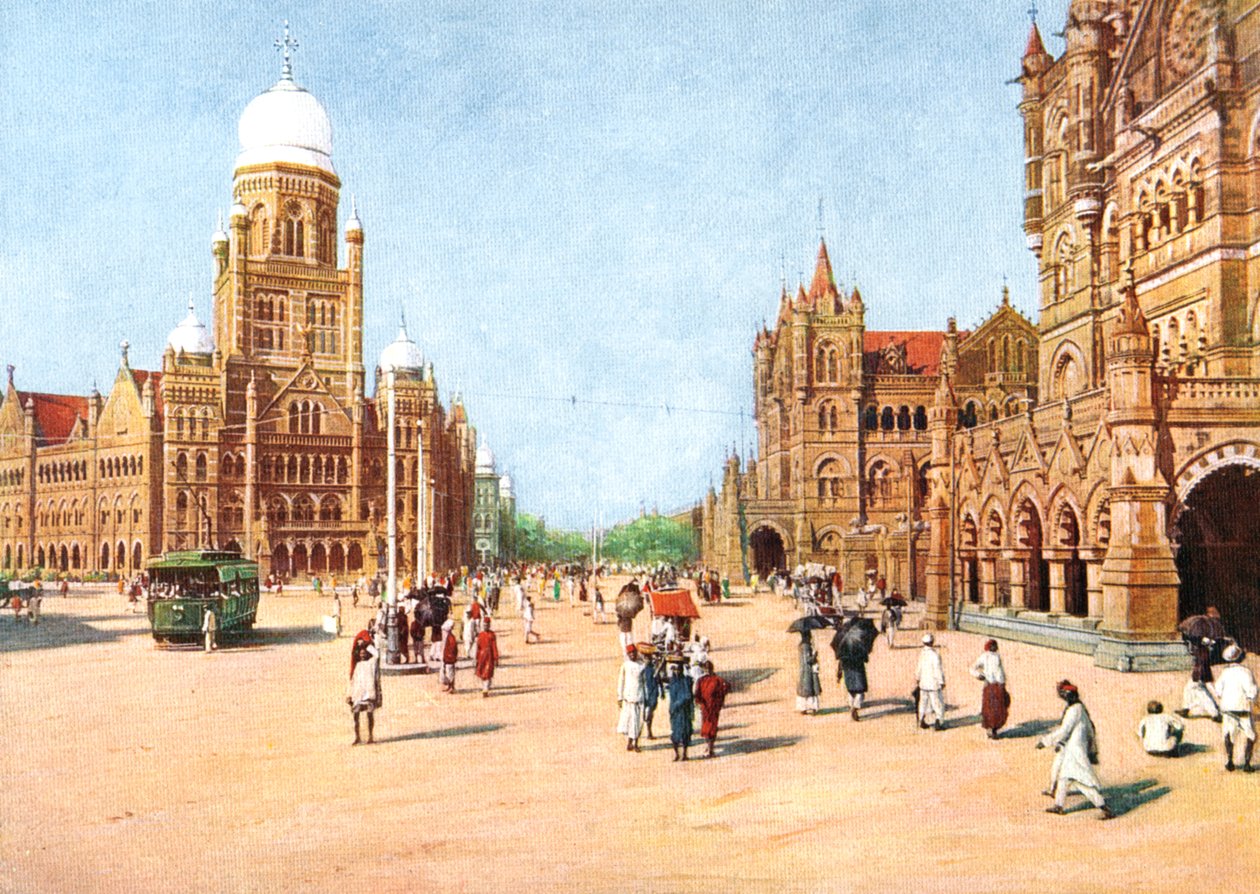 Urzędy miejskie i Victoria Terminus, Bombaj, Indie, początek XX wieku autorstwa Unbekannt