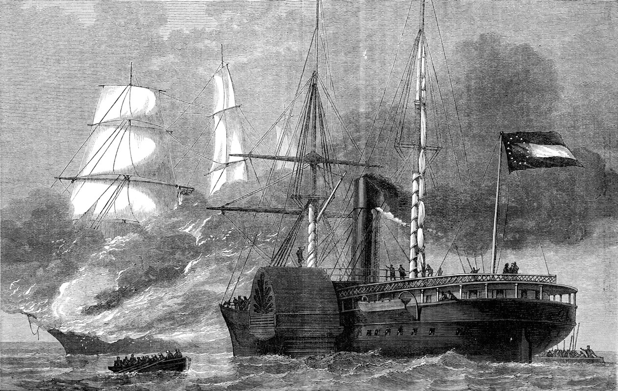 Nashville niszcząc federalny statek handlowy, wojna secesyjna, 1861-1862 c1880 autorstwa Unbekannt