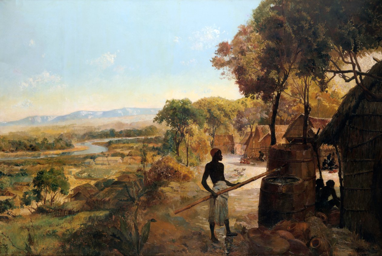 Rodzima wieś nad rzeką, 1900 autorstwa Unbekannt