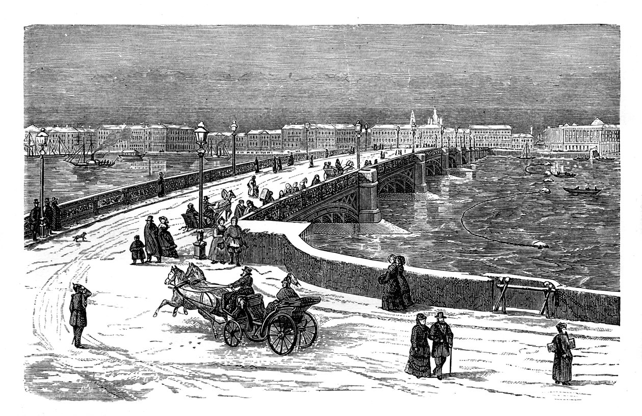 Most Mikołaja przez Newę, Petersburg, Rosja, ok. 1888 r. autorstwa Unbekannt