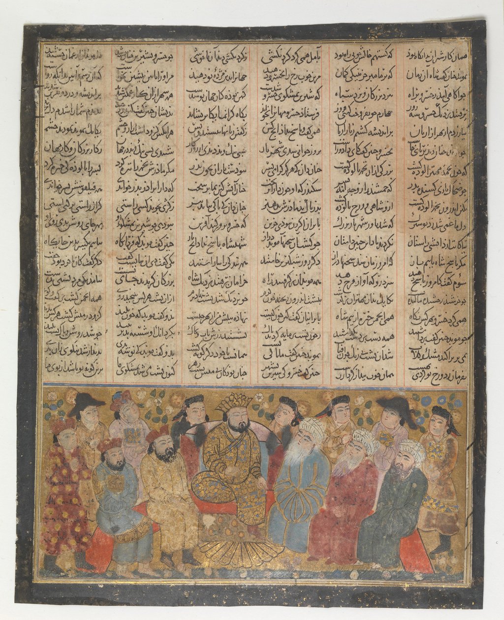 Szlachta i Mubids doradzają Khusrau Parvizowi o Shirin, Folio z I..., ca. 1300-30. autorstwa Unbekannt