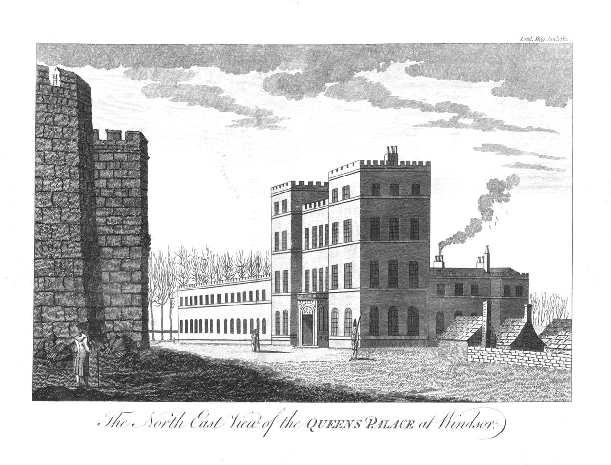 Widok na północno-wschodni pałac Queens w Windsor., 1780 autorstwa Unbekannt