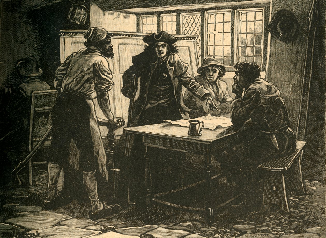 Kapitan Nottingham i agitatorzy w White Horse Inn, Pentrich, Derbyshire, 1817/1890. autorstwa Unbekannt