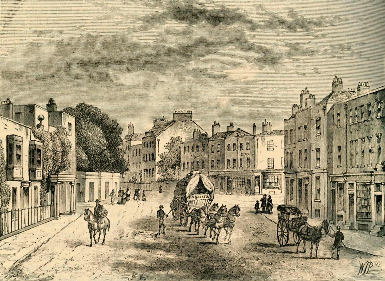 Stara wieś Vauxhall, z wejściem do ogrodów, 1825, c1878. autorstwa Unbekannt