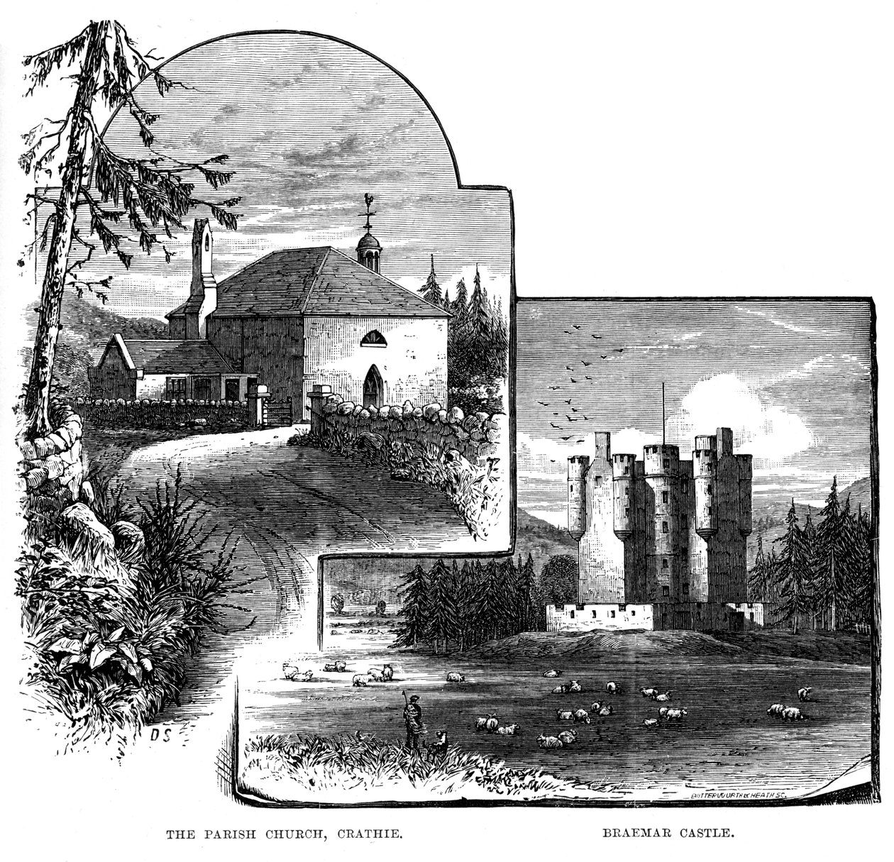 Kościół parafialny, Crathie i zamek Braemar, Szkocja, 1900 autorstwa Unbekannt