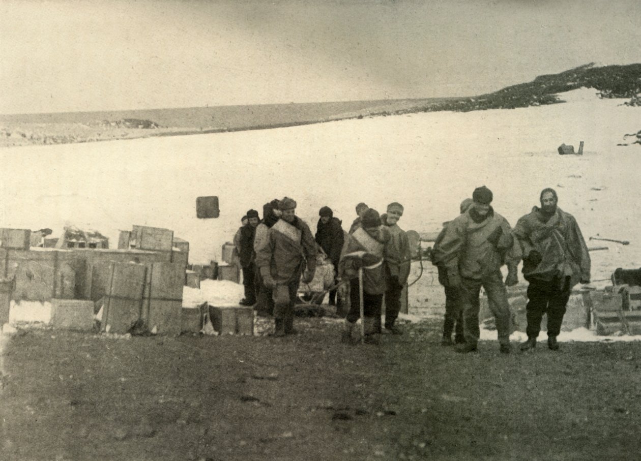 Partia, która weszła na górę Erebus, opuszczając chatę, 1908, 1909. autorstwa Unbekannt