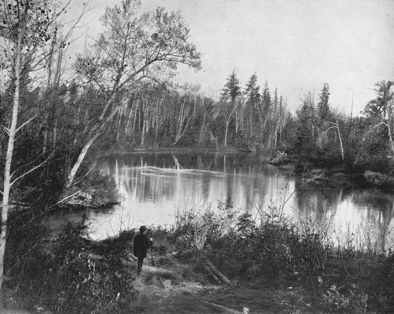 Rzeka Peshtigo, Wisconsin, USA, ok. 1900 r. autorstwa Unbekannt
