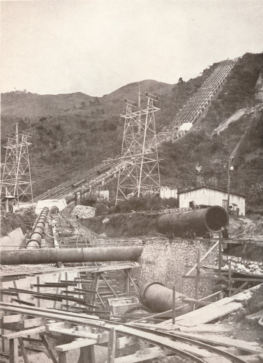 Rury w Ribeirao das Lajes: Rio Light and Power Works, 1914 autorstwa Unbekannt