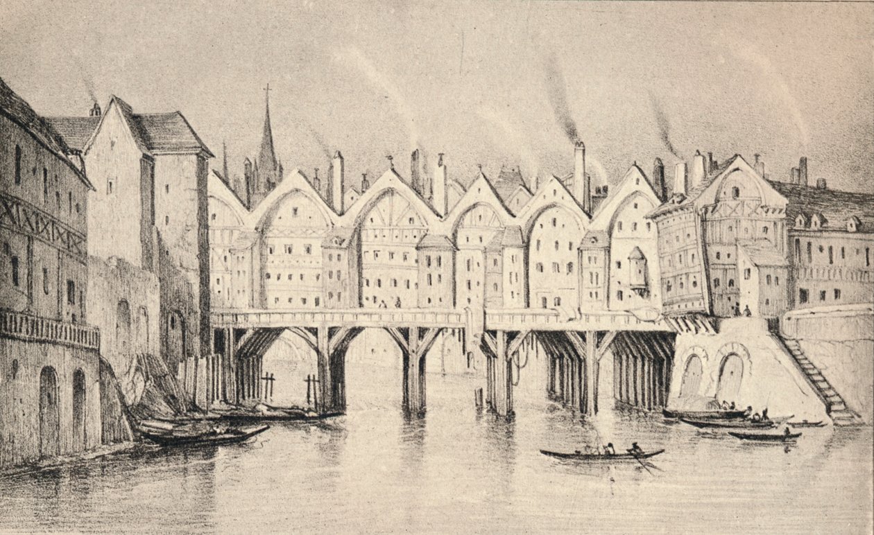 Pont St Michel w 1550, 1915 autorstwa Unbekannt