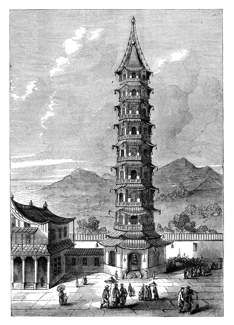 Porcelanowa wieża w Nanjing, Chiny, ok. 1895 r. autorstwa Unbekannt