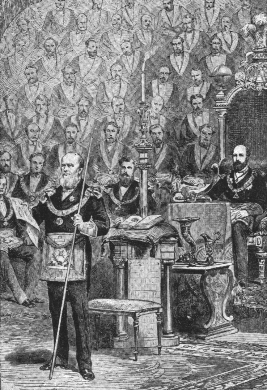 Pierwsza instalacja Księcia Walii jako Wielkiego Mistrza Masonerii, 28 kwietnia 1875, 1901. autorstwa Unbekannt