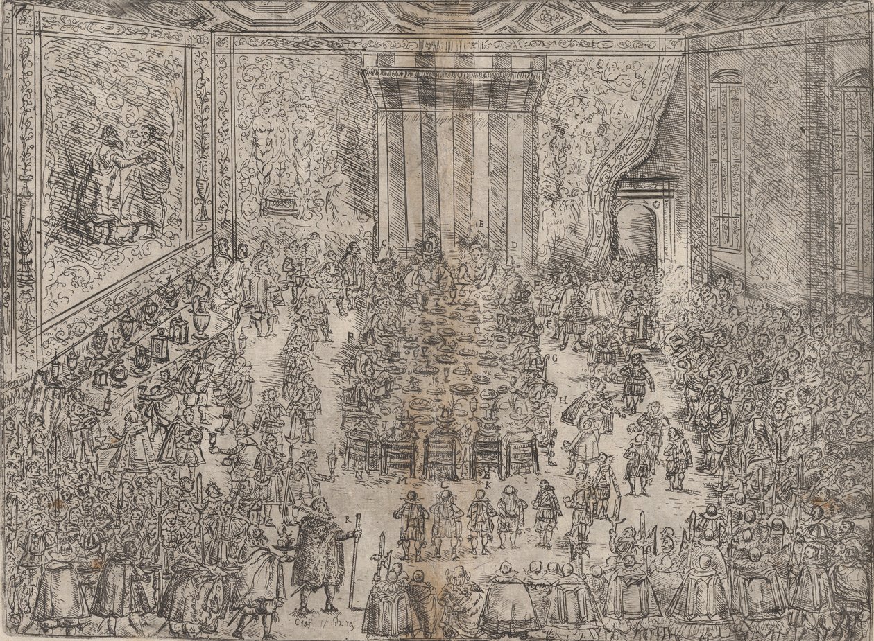 Posiłek książęcy Die Fürstliche Mahlzeit, z cyklu przedstawiającego ślub Wolfgi..., 1614. autorstwa Unbekannt
