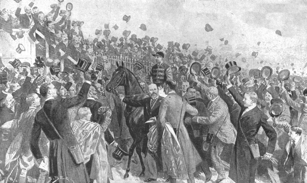 The Princes First Derby, 1896: Jego Królewska Wysokość prowadząca Persimmon, 1901. autorstwa Unbekannt