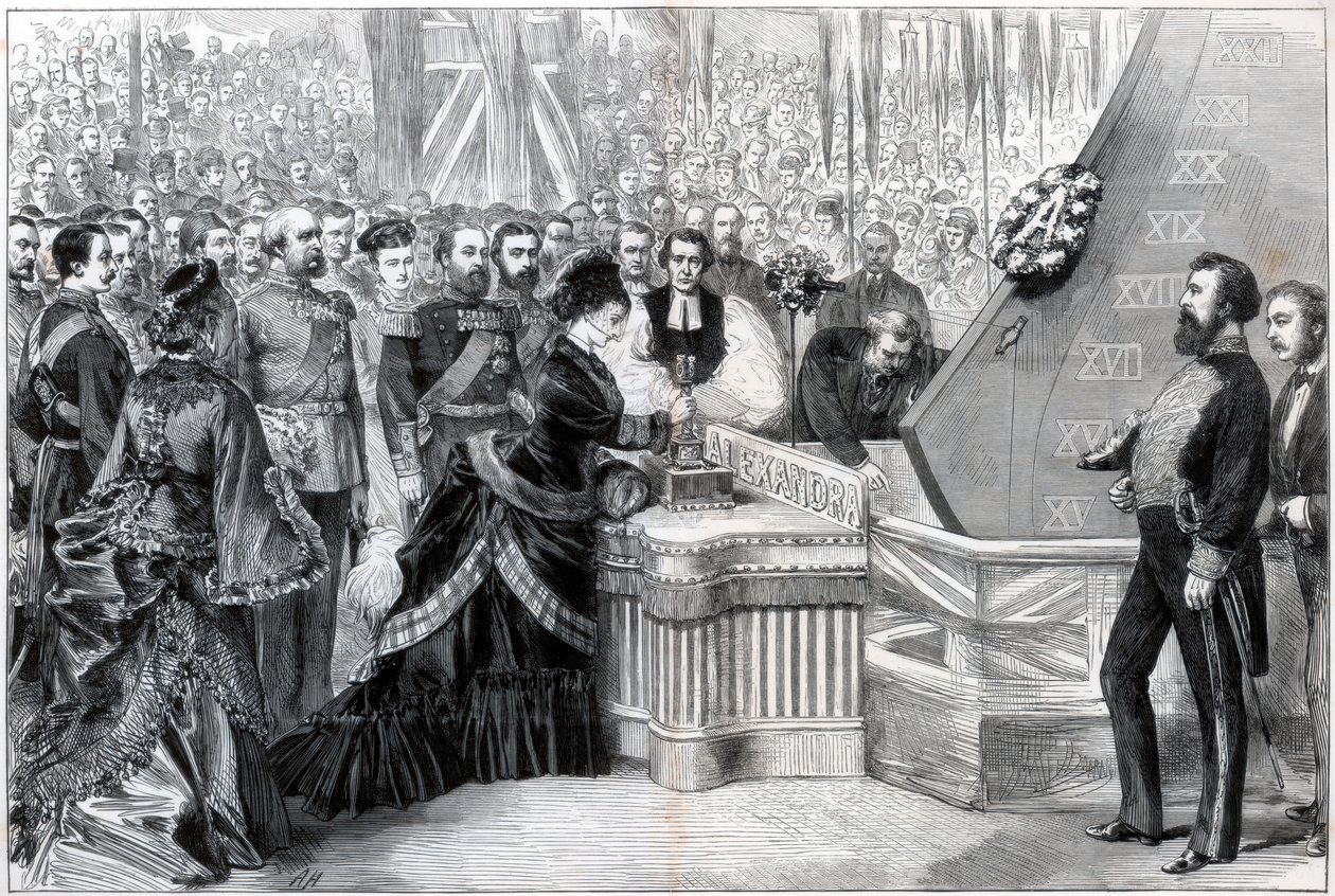 Księżna Walii woduje nowy pancerny statek Alexandra, 1875 r autorstwa Unbekannt