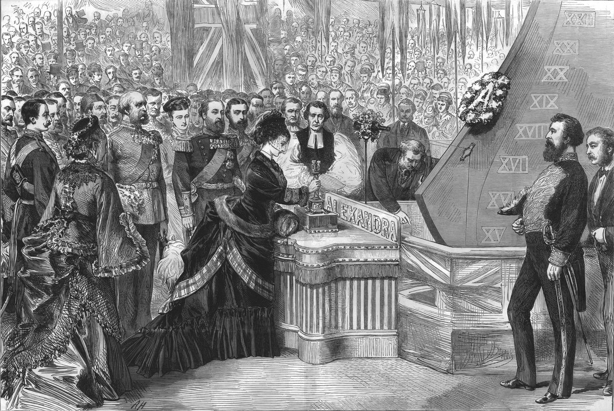 Księżna Walii woduje nowy pancerny statek Alexandra, 1875 r autorstwa Unbekannt
