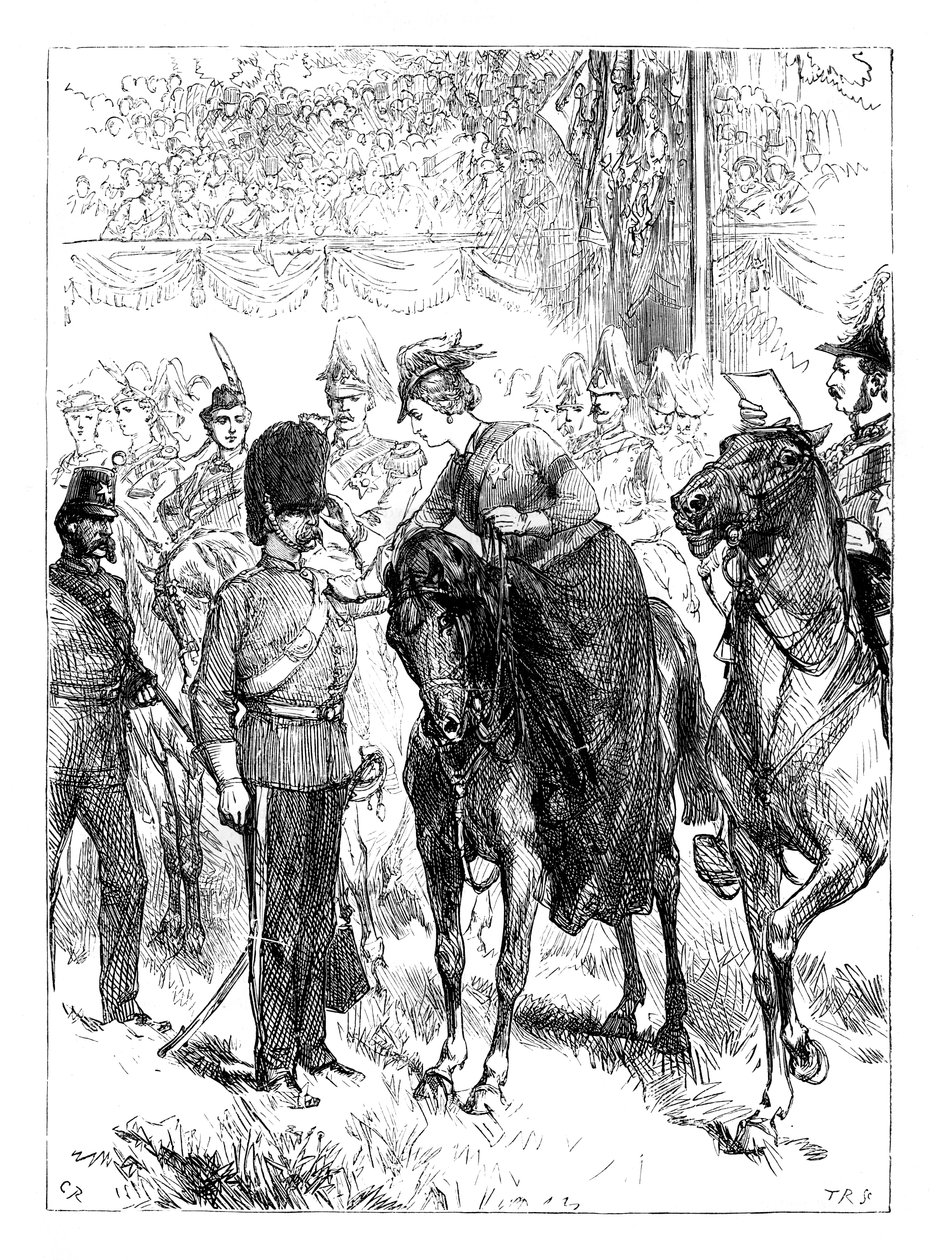 Królowa rozdaje Krzyże Wiktorii w Hyde Parku, Londyn, ok. 1850, ok. 1888 autorstwa Unbekannt