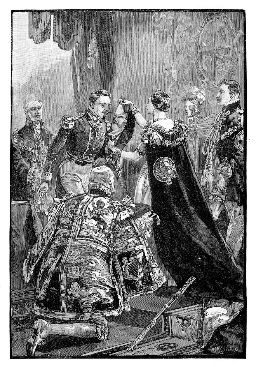 Królowa obdarzająca cesarza Francuzów Orderem Podwiązki, 1855, 1888 autorstwa Unbekannt