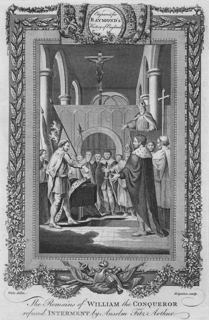 Szczątki Wilhelma Zdobywcy odmówiły pochówku Anzelma Fitza Arthura, ok. 1787 r. autorstwa Unbekannt