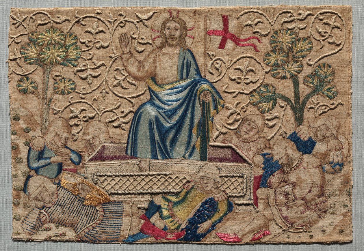 Zmartwychwstanie, z haftowanego frontu ołtarza: 1375-1400. autorstwa Unbekannt