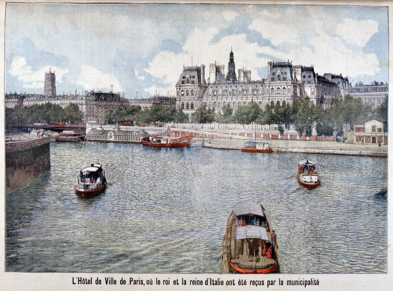 Sekwana i Hotel de Ville, Paryż, 1903 autorstwa Unbekannt