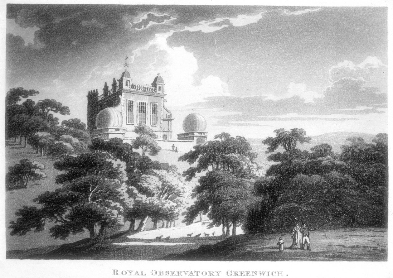 Królewskie Obserwatorium w Greenwich, Flamsteed House, Greenwich Park, Londyn, ok. 1820 r. autorstwa Unbekannt