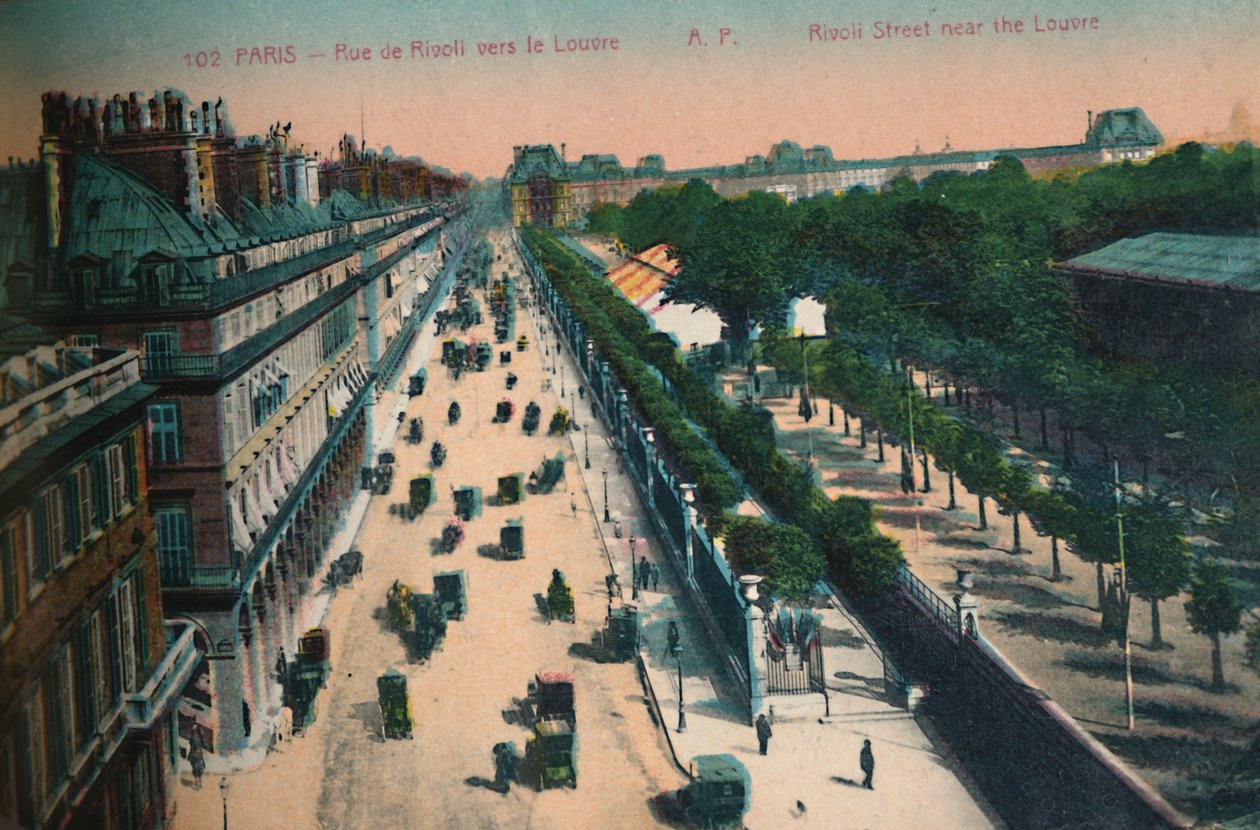 Rue de Rivoli w kierunku Luwru, Paryż, ok. 1920 r. autorstwa Unbekannt