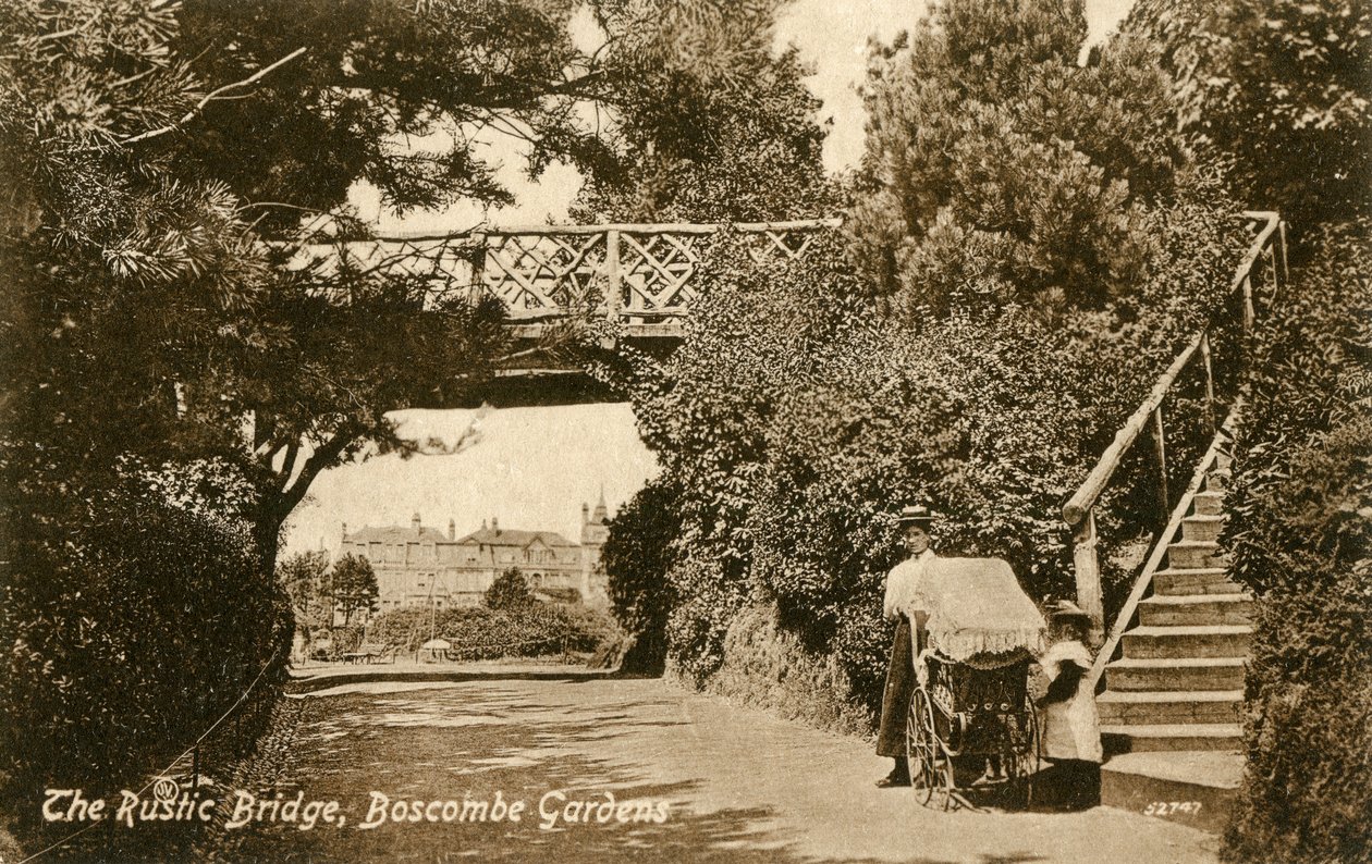 Rustykalny most, Boscombe Gardens, Bournemouth, Dorset, c1900-c1919 autorstwa Unbekannt