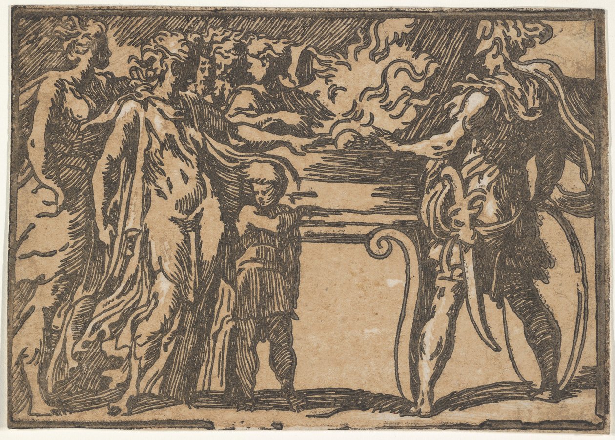 Ofiara lub Mucius Scaevola, według Parmigianino, XVI wiek. autorstwa Unbekannt