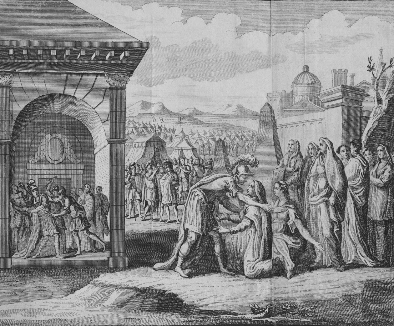 Scena tragedii Koriolana, 1749 r. autorstwa Unbekannt