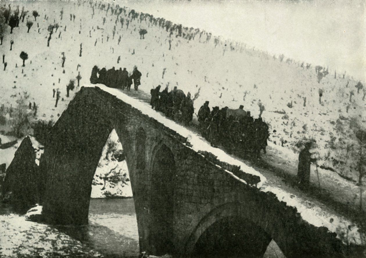Sztab Generalny Armii Serbskiej podczas odwrotu przez Albanię, 1919. autorstwa Unbekannt