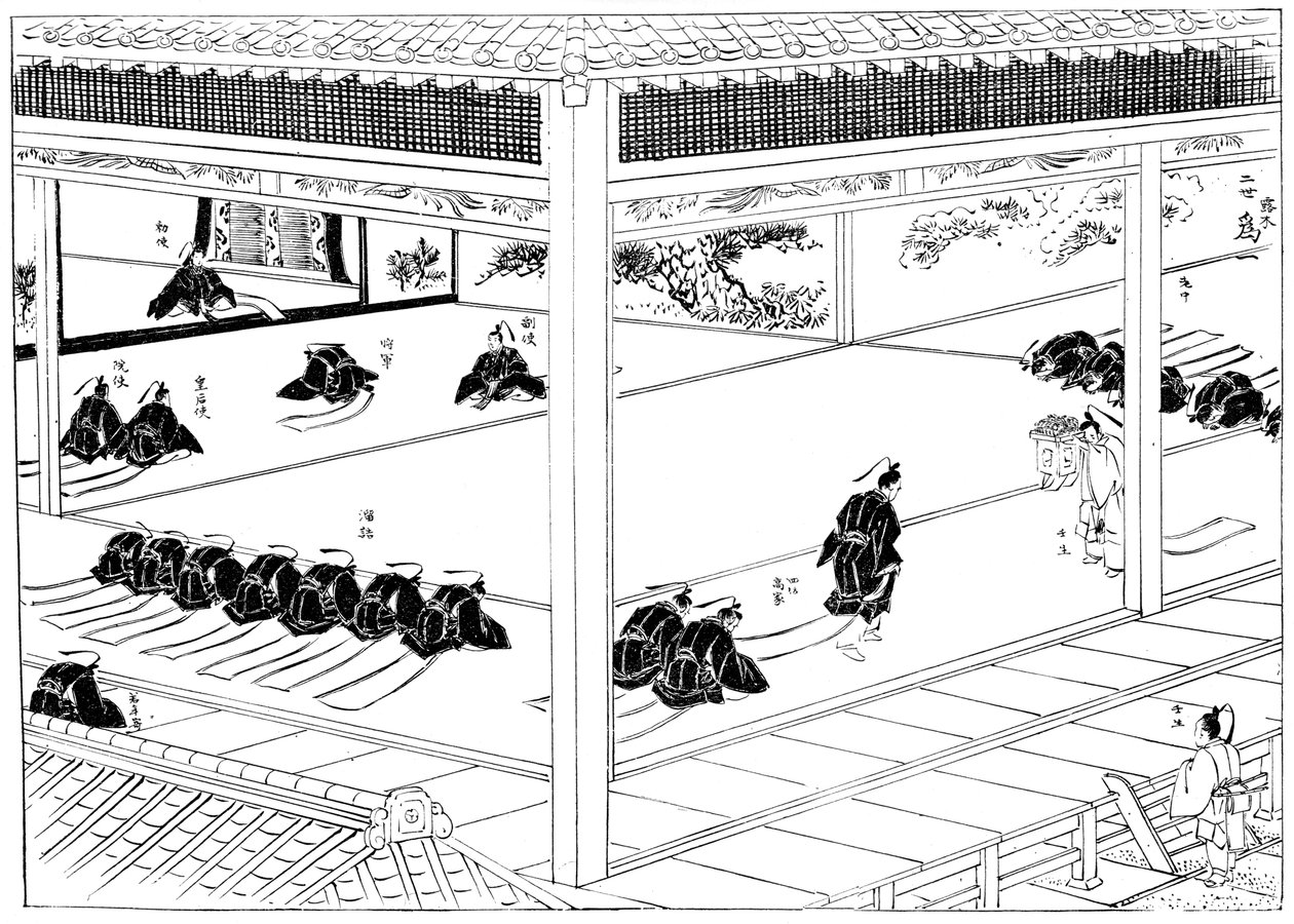 Shogun otrzymujący inwestyturę od cesarskiego posła, Japonia, 1904 autorstwa Unbekannt