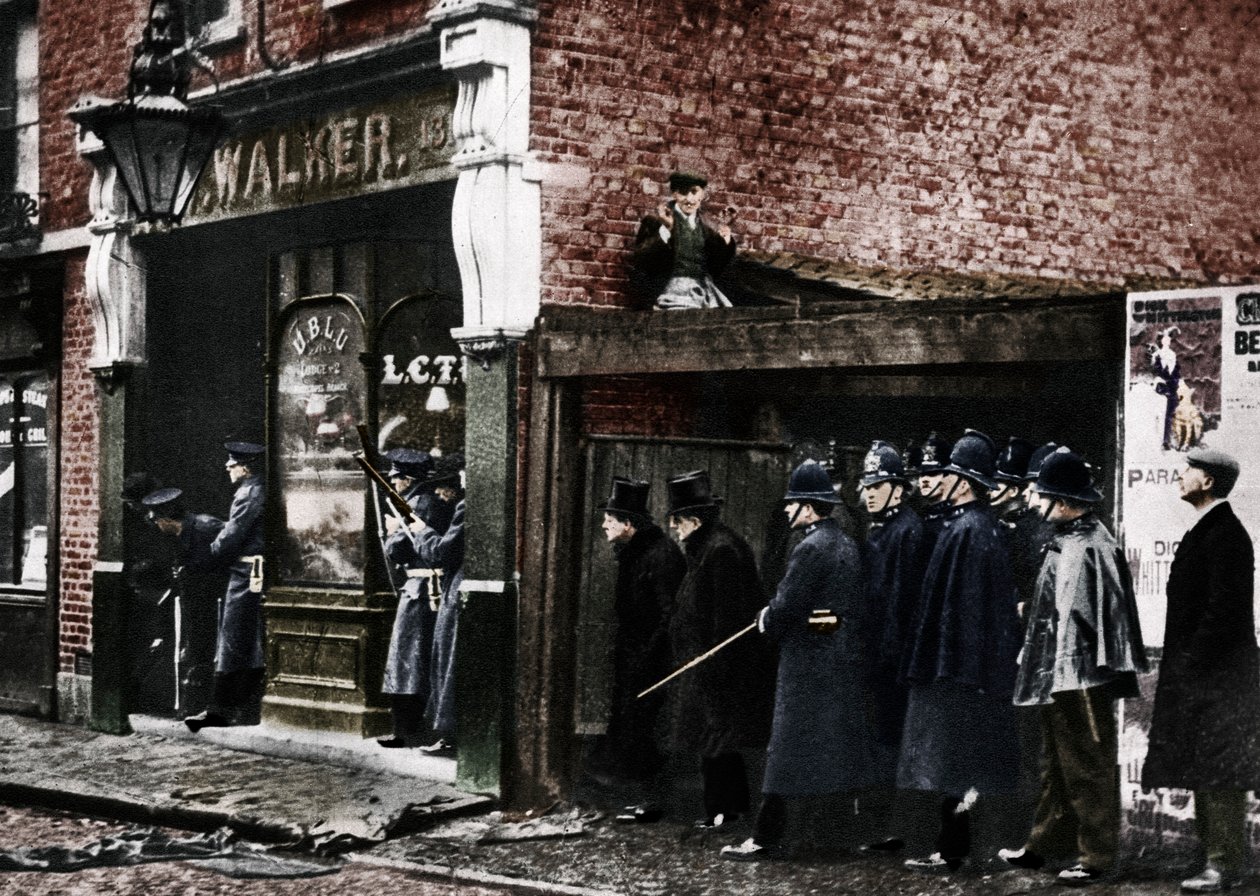 Oblężenie Sidney Street, Whitechapel, Londyn, 1911, 1935. autorstwa Unbekannt