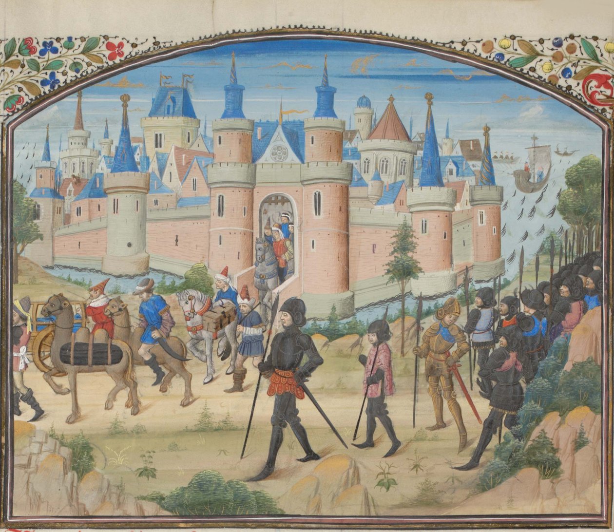 Oblężenie Tyru, 1124. Miniatura z Historii Williama Tyru, 1460s autorstwa Unbekannt