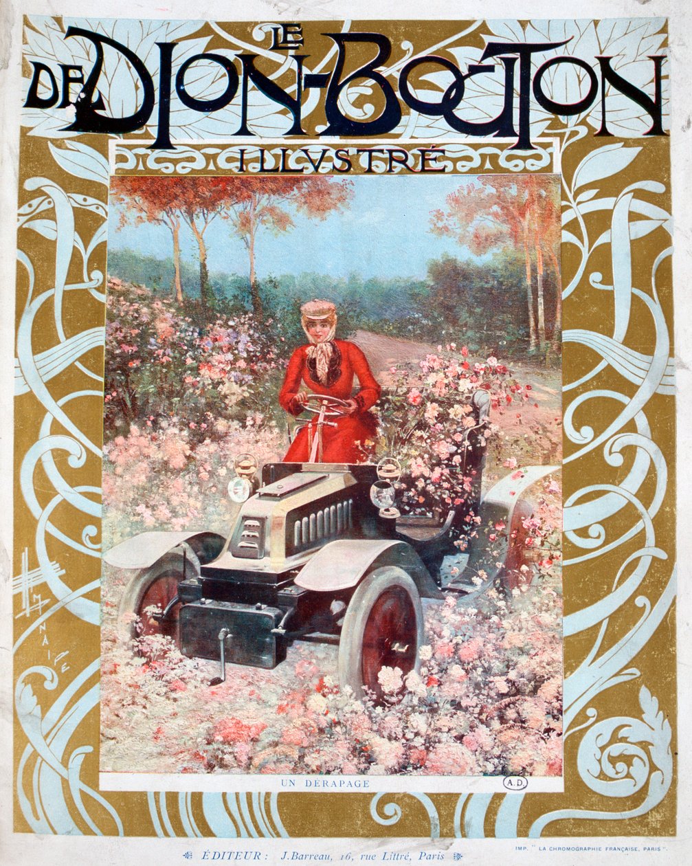 Skid, ilustracja z magazynu Le De Dion-Bouton, 1909 autorstwa Unbekannt