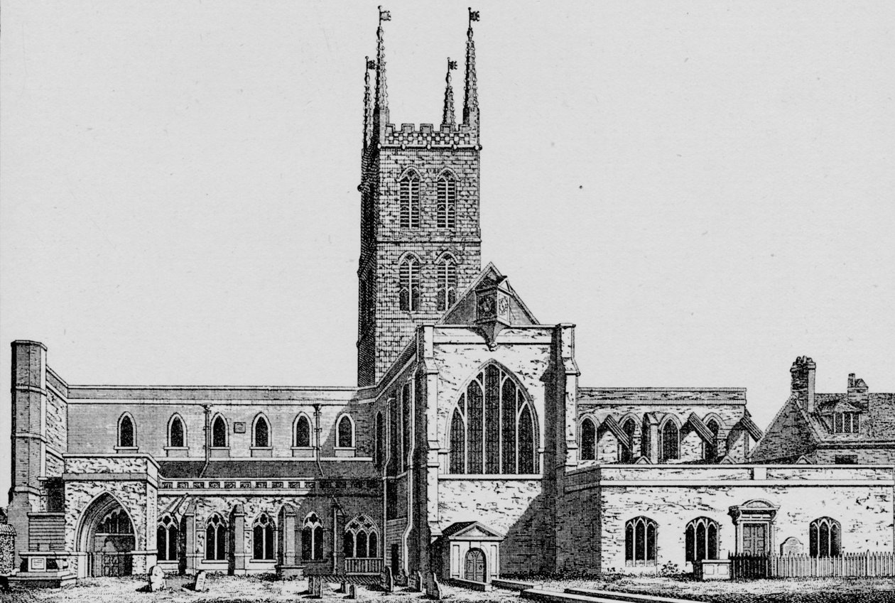 South Side of St. Saviours, Southwark, ukazująca dawną nawę, ok. 1825, 1912 r. autorstwa Unbekannt