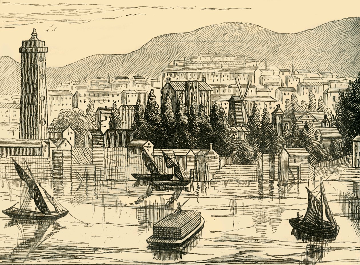 Południowa strona Tamizy, zaczerpnięta z tarasu Adelphi, 1770, c1878. autorstwa Unbekannt