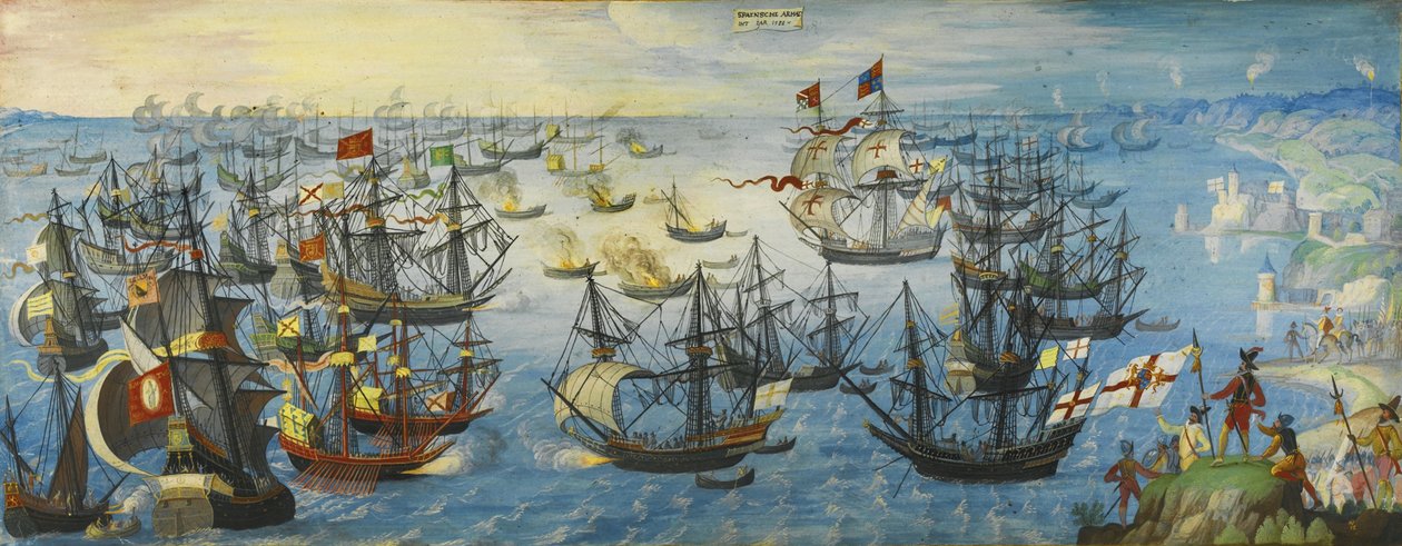 Hiszpańska Armada u południowych wybrzeży Anglii, 1588 autorstwa Unbekannt
