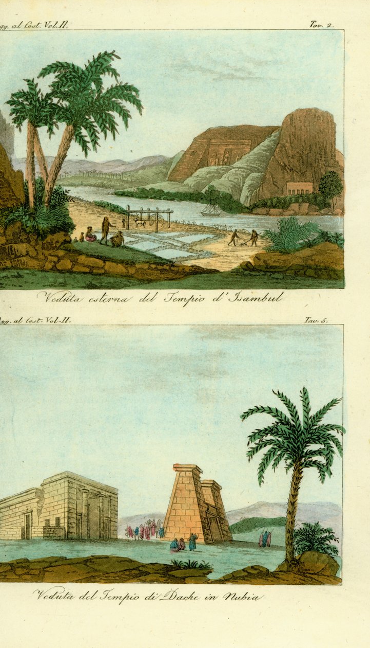 Świątynia Ramzesa II w Abu Simbel (Izambuł), Nubia i Świątynia Tota w Dakka, Nubia autorstwa Unbekannt