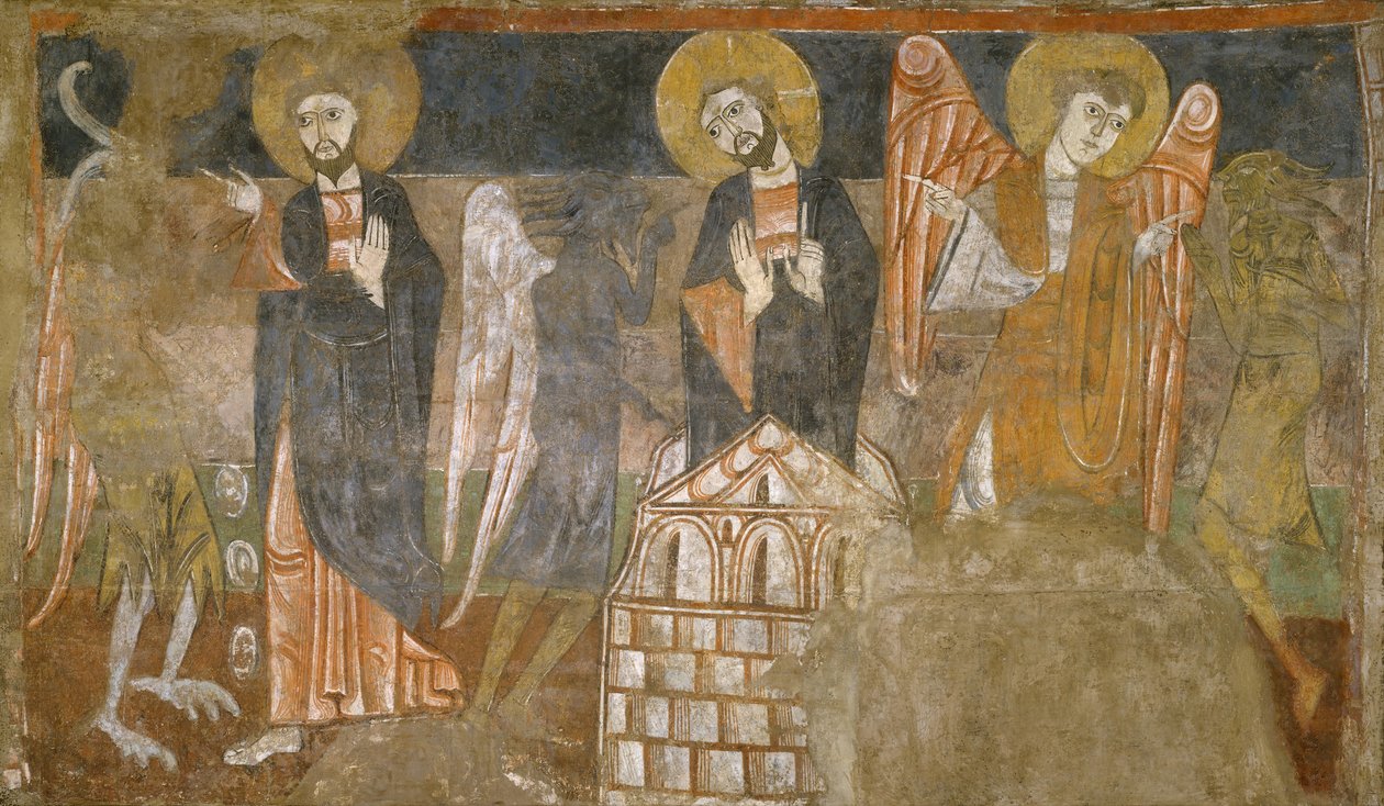 Kuszenie Chrystusa przez diabła, pierwsza połowa XII w. prawdopodobnie 1129-34. autorstwa Unbekannt