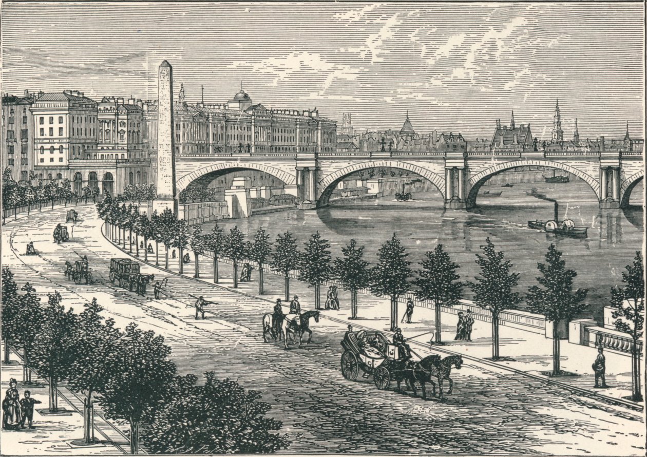Nabrzeże Tamizy z igłą Kleopatry, 1896 autorstwa Unbekannt
