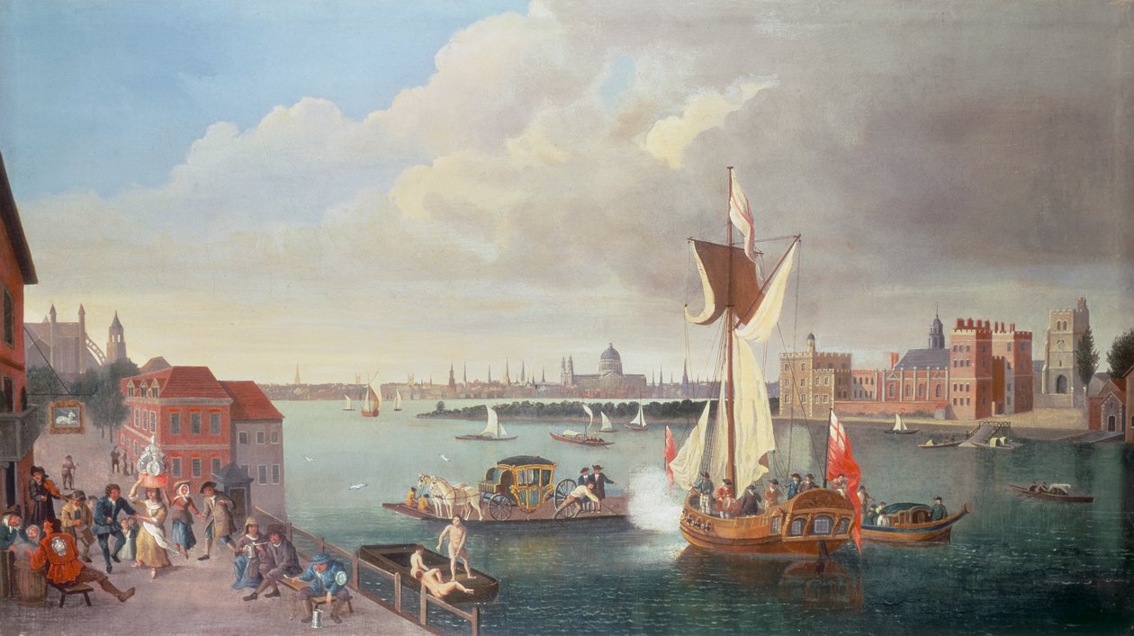 „Tamiza w Horseferry”, c1710 autorstwa Unbekannt