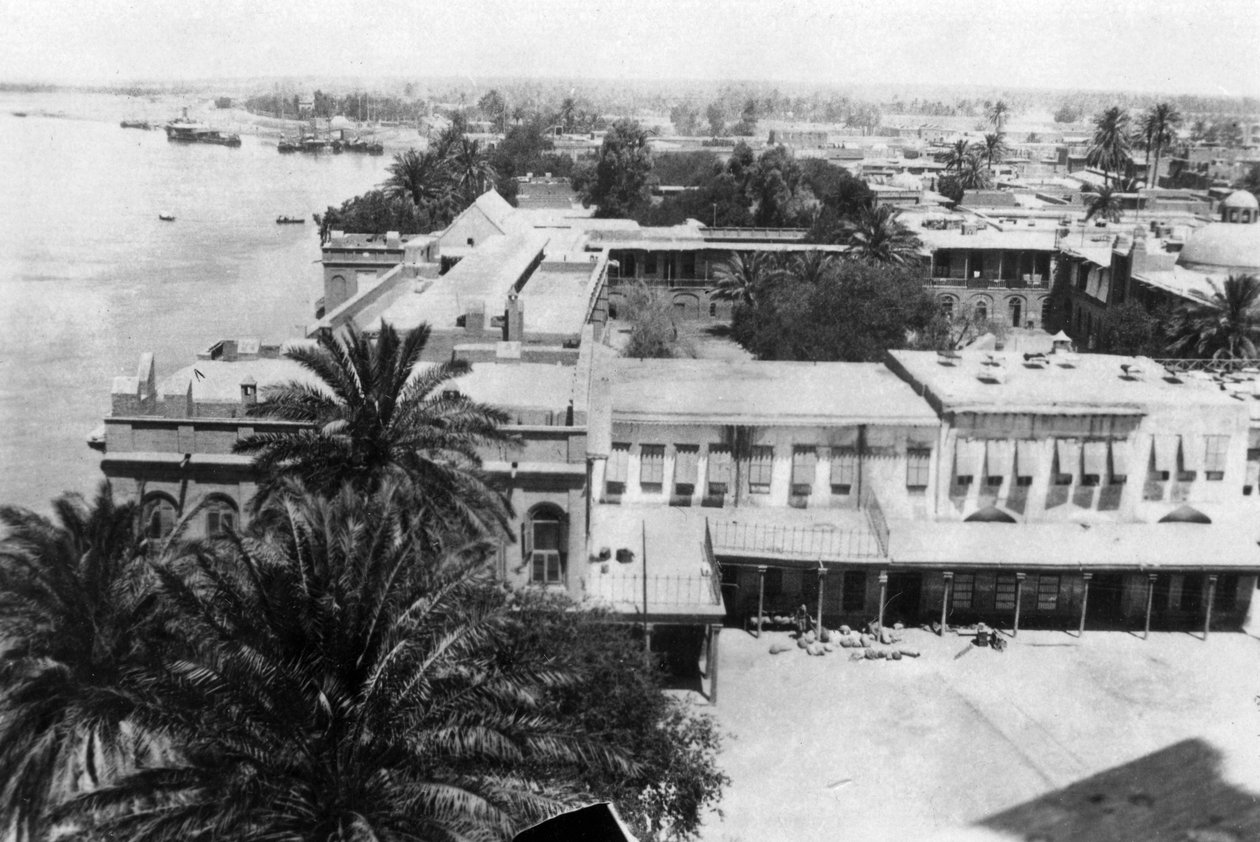 Rzeka Tygrys, z 31. brytyjskiego szpitala ogólnego, Bagdad, Mezopotamia, I wojna światowa, 1918 autorstwa Unbekannt