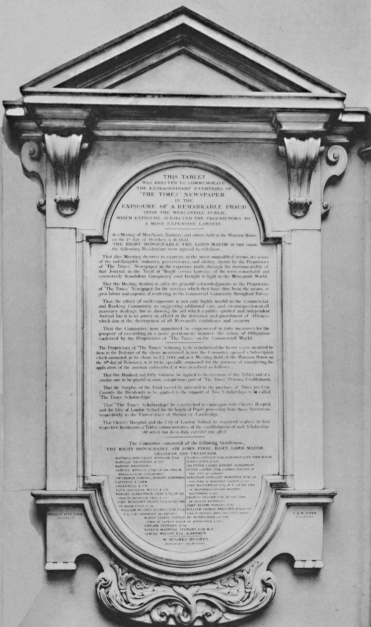 The Times Memorial w Lloyds, ok. 1800 r., 1928 r autorstwa Unbekannt