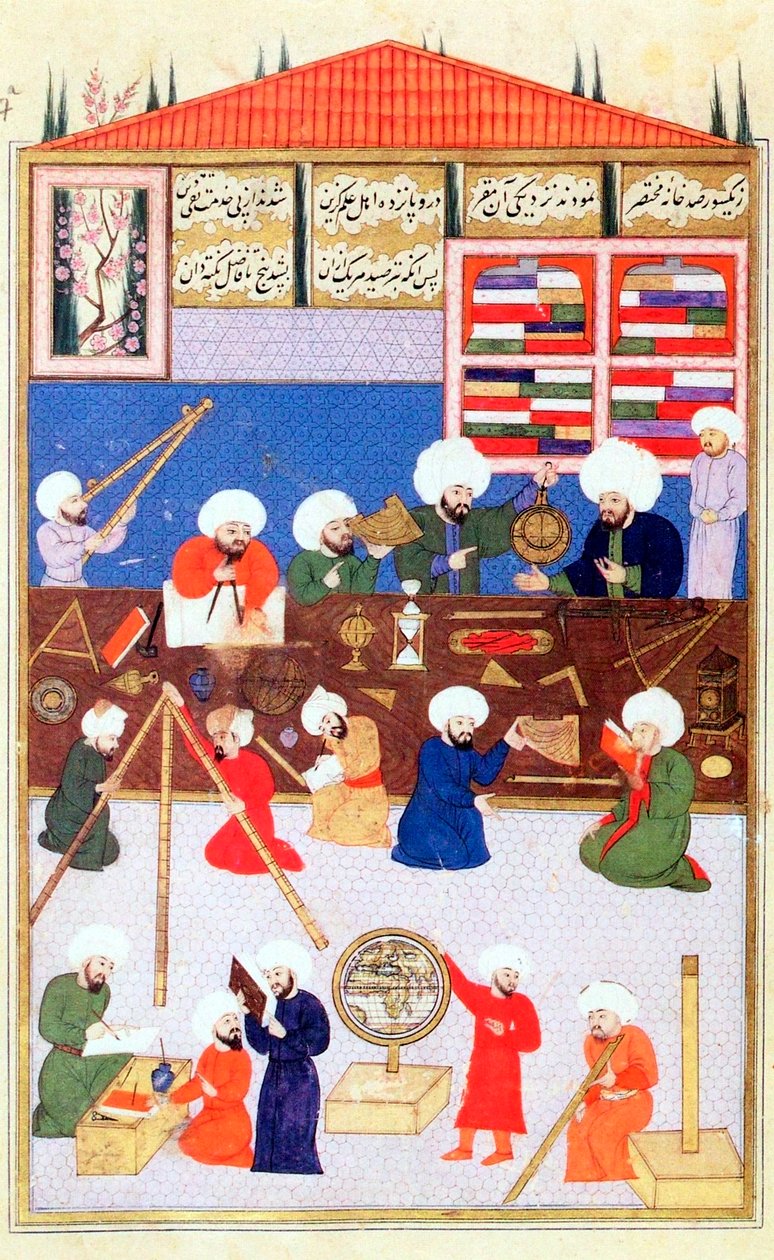 Turecki astronom Takiuddin w swoim obserwatorium w Galata, Istambuł, 1581 autorstwa Unbekannt