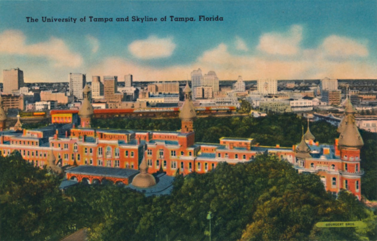 University of Tampa i Skyline of Tampa, Floryda, c1940 autorstwa Unbekannt