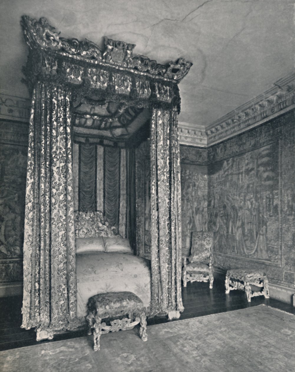 Ambasadorzy Wenecji Rom w Knole. Łóżko wykonane dla Jakuba I, Krzesło i Stołki z autorstwa Unbekannt