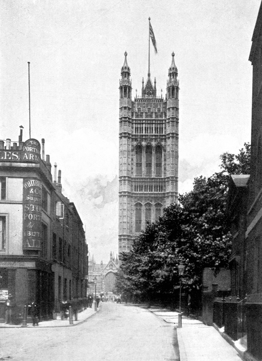 Victoria Tower, Pałac Westminsterski, Londyn, ok. 1905 r. autorstwa Unbekannt
